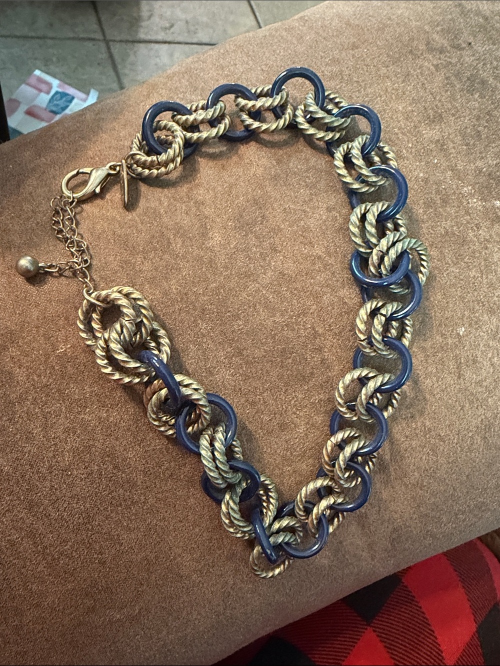 George Gold-Tone and Navy Chain-Link Necklace - Women Jewelry